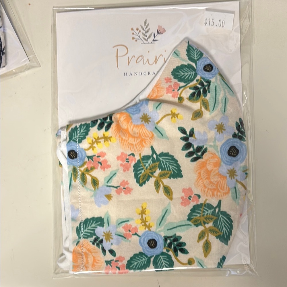 Floral Face Mask with Blue and Orange Flowers